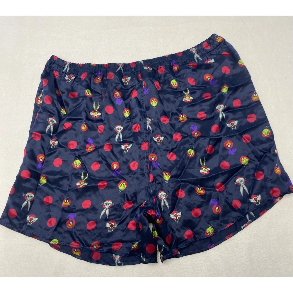 Looney Tunes Silk Boxer Shorts Men's XL Bugs Bunny Tweety Polka Dot Pajama Sleep